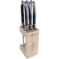Lou Laguiole Grillmesser im Holzblock 6er-Pack Anthrazit