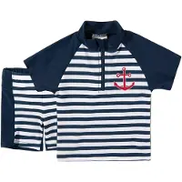 Playshoes 2tlg. Badeoutfit "Maritim" in Dunkelblau/ Weiß - 134/140