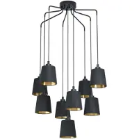 Eglo BERNABETTA Pendelleuchte - 9-flammig, Textil, Schwarz-Gold, E27, Modernes Design für Wohnzimmer Esszimmer, dekorative Deckenleuchte, hochwertige Metallverarbeitung