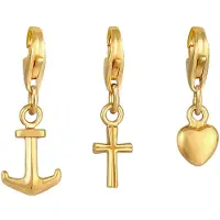 Nenalina Charm Kreuz Herz Anker Liebe Glaube Set 925 Silber Nenalina Gold