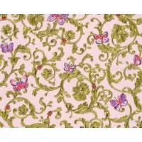 A.S. Création Schmetterling Tapete für Schlaf im Romantischen Stil Altrosa Tapete mit Ornament in Gold und Lila Vliestapete im Französischen Barock Stil