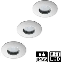ELP 3-er Set Bad-Einbaustrahler weiß + LED-Spots GU10 Philips CorePro | 3,5 Watt | IP65 | 2700K warmweiß