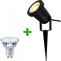 Lybardo Gartenspot Marseille + LED-Spot GU10 Philips | 4,6 Watt | 2700K warmweiß | IP65 | Mattschwarz