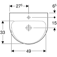 Geberit Renova Waschtisch, 1 Hahnloch, ohne Überlauf, Breite: 55cm
