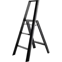 Thomas Merlo Trittleiter Lucano schwarz, Designer Chiaki Murata, 53x133 cm. Höhe oberste Stufe 79x76 / 15.5 cm