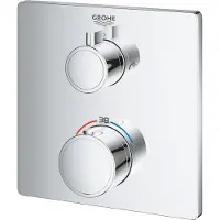 GROHE Thermostat-Wannenbatterie Grohtherm 24080, mit integrierter 2-Wege-Umstellung, Fertigmontageset für Rapido SmartBox, chrom