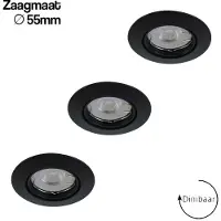 Lybardo 3-er Set Einbaustrahler Lucca mini schwarz + LED-Strahler GU11 | 3,5 Watt dimmbar | schwenkbar | Ø 55 mm | 2700K warmweiß