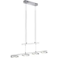 TRIO LED Pendelleuchte, 4-flammig, Metall Glas, chrom, H 93 cm