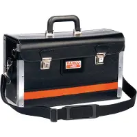 Bahco Lederwerkzeugkoffer, vornöffnend, schwarz/orange, 440 mm x 210 mm x 260 mm