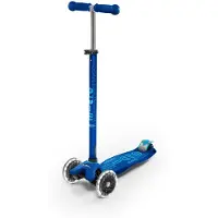 Micro Kinderroller Maxi Deluxe LED marineblau - höhenverstellbarer Lenker - LED Räder