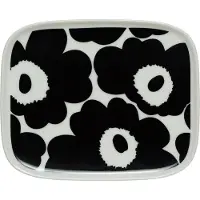 Marimekko Platte Oiva-Unikko Weiß-Schwarz (15x12cm)