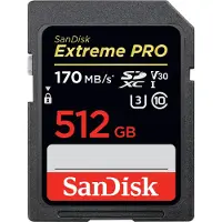 SanDisk Exrteme PRO 512 GB, 512 GB, SDXC, Klasse 10, UHS-I, 170 MB/s, 90 MB/s