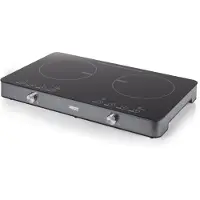 Princess 303011 Induktionskochplatte, Schwarz, Silber, Arbeitsplatte, 58 cm, Zonen-Induktionskochfeld, Glas, 2 Zone(n)
