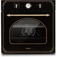 Klarstein Victoria - Elektrobackofen, Einbauofen mit 9 Funktionen,Timer, 50-250 °C, 70 Liter, Retro Backofen, 10 Einschübe, aushängbare Ofentür für einfache Reinigung, Einbaubackofen schwarz