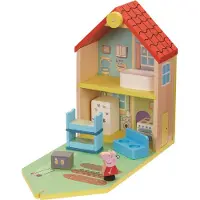E-ONE Peppa Wutz Holz Spielzeug - Familienhaus (mit Figuren & Accessoires)