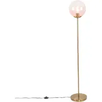 QAZQA Art Deco Stehlampe Messing mit rosa Glas - Pallon Mezzi