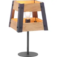 JUST LIGHT LED Tischleuchte CRATE Holz Vintage Design mit Holz schwarz Wohnzimmer, Esszimmer, Schlafzimmer, Kinderzimmer