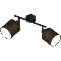 QAZQA - Modern Deckenfleck schwarz mit schwarzem Schirm 2-flammig-Licht verstellbar - Hetta I Wohnzimmer I Schlafzimmer - Textil Länglich - LED geeignet E14
