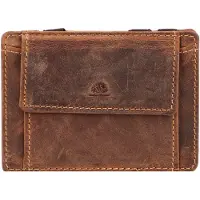 Green Burry Greenburry Magic Wallet Minibörse Geldbörse Leder braun mit Münzfach 10x7cm