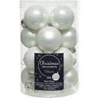 Décoris Weihnachtsbaumkugeln Glas 3,5 cm 16 Stueck Weiss Glanz Matt Mix
