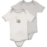Playshoes 2er Pack kurzarm Body Elefant grau