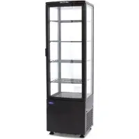 Maxima - 9400816 Kühlvitrine 235 L Schwarz 4-seitige Verglasung Lüfterkühlung LED Schloss 0-12°C 51,5x48,5x169 cm