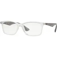 Ray-Ban RB7047, Erwachsener, Uni, Quadratisch, Transparent, Grau, Nicht-polarisierte Linse, M/L