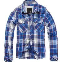 Brandit Flanellhemd "Check Shirt", Herren, Gr. S, US, blau (blau, weiß), Obermaterial: 100% Baumwolle CO., Hemden Flanellhemd