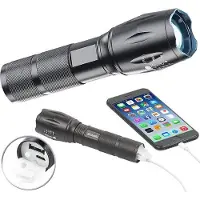 Pearl 2in1-LED-Taschenlampe und Powerbank, 1.800 mAh, 260 lm, 10 Watt, IP44