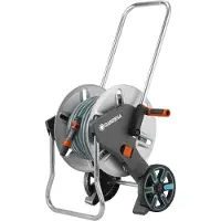 Gardena CleverRoll M metal hose reel set, with hose, system parts, nozzle