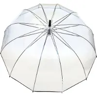 Smati Damen VollAutomatik Regenschirme Transparent Glockenschirm mit 12 Speichen Fiberglas/Satin BEZ