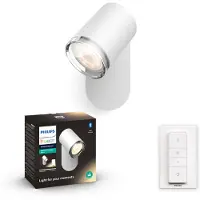 Philips Hue White ambience Adore Badezimmer Spot weiß + Dimmschalter, Intelligenter Einbaustrahler, Bluetooth/Zigbee, Weiß, LED, Metall, GU10