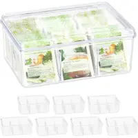 Relaxdays 8 x Teebox transparent mit 6 Fächern Transparent