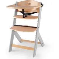 Kinderkraft ENOCK 3-in-1 Kinderhochstuhl - Verstellbar - Ab 6 Monaten bis 10 Jahre - 3-Punkt-Gurt - Abnehmbares Tablett - Holz - Grau
