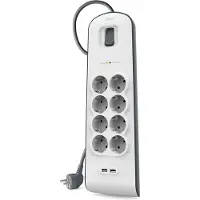Belkin BSV804VF2M, 900 J, 8 AC-Ausgänge, Weiß, 2 m