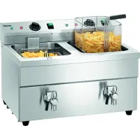 Bartscher Induktion- Doppelfritteuse, Tischfritteuse sorgt für eine ideal eingestellte Temperatur, Volumen: 2 x 8 Liter, 480 x 580 x 515 mm