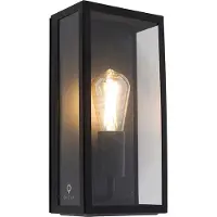 QAZQA Industrielle Außenwandlampe Schwarz IP44 mit Glas Rotterdam