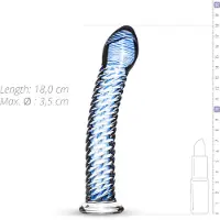 Huismerk Glass Nr. 5 - Spiralglasdildo (transparent-blau)
