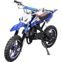 Delta Mini-Crossbike Delta, Benzin-Motorrad, Pocketbike, Dirtbike, 49 ccm, bis zu 40 km/h, Scheibenbremsen (Blau)