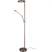 TRIO LED Deckenfluter mit Leselampe Altmessing dimmbar Stehlampe Wohnzimmer Flurlampe