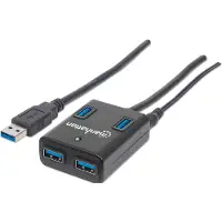 Manhattan USB-HUB 4-Port USB 3.0 schwarz mit Netzteil