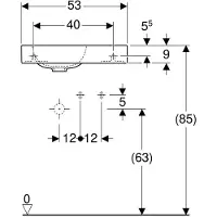 Geberit Keramag iCon xs Waschtisch 530mm x 310mm rechts - Weiß - 124053000