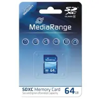 MediaRange MR965, 64 GB, SDXC, Klasse 10, 60 MB/s, 15 MB/s, Blau