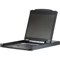 Aten Single Rail LCD Konsole (PS/2-USB, VGA), 1280 x 1024 Pixel, SXGA, Rack-Einbau, 24 W, 1U, Schwarz