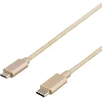 Deltaco Prime USB cable 2.0 Type C ma Micro-B 1m gold