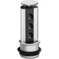 Evoline Port mit Edelstahldeckel - die versenkbare Energiebox mit 3 Steckdosen / Schukosteckdosen / Steckdose