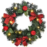 Lesara LED-Weihnachtskranz in Grün/ Rot - Ø 28 cm - onesize