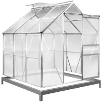 Gardebruk Aluminium Gewächshaus 3.6m² mit Fundament Dachfenster Regenrinne - 190x190cm