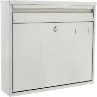 Rottner Briefkasten Teramo, Wandmontage, beidseitiger Einwurf, Namensschlid, Zylinderschloss, inkl. 2 Schlüssel, Edelstahl, B 360 x T 80 x H 320 mm