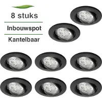 Lybardo 8-er Set LED-Einbauleuchte - Einbauleuchte Lucca - Kippbar - Rund - Sand Schwarz